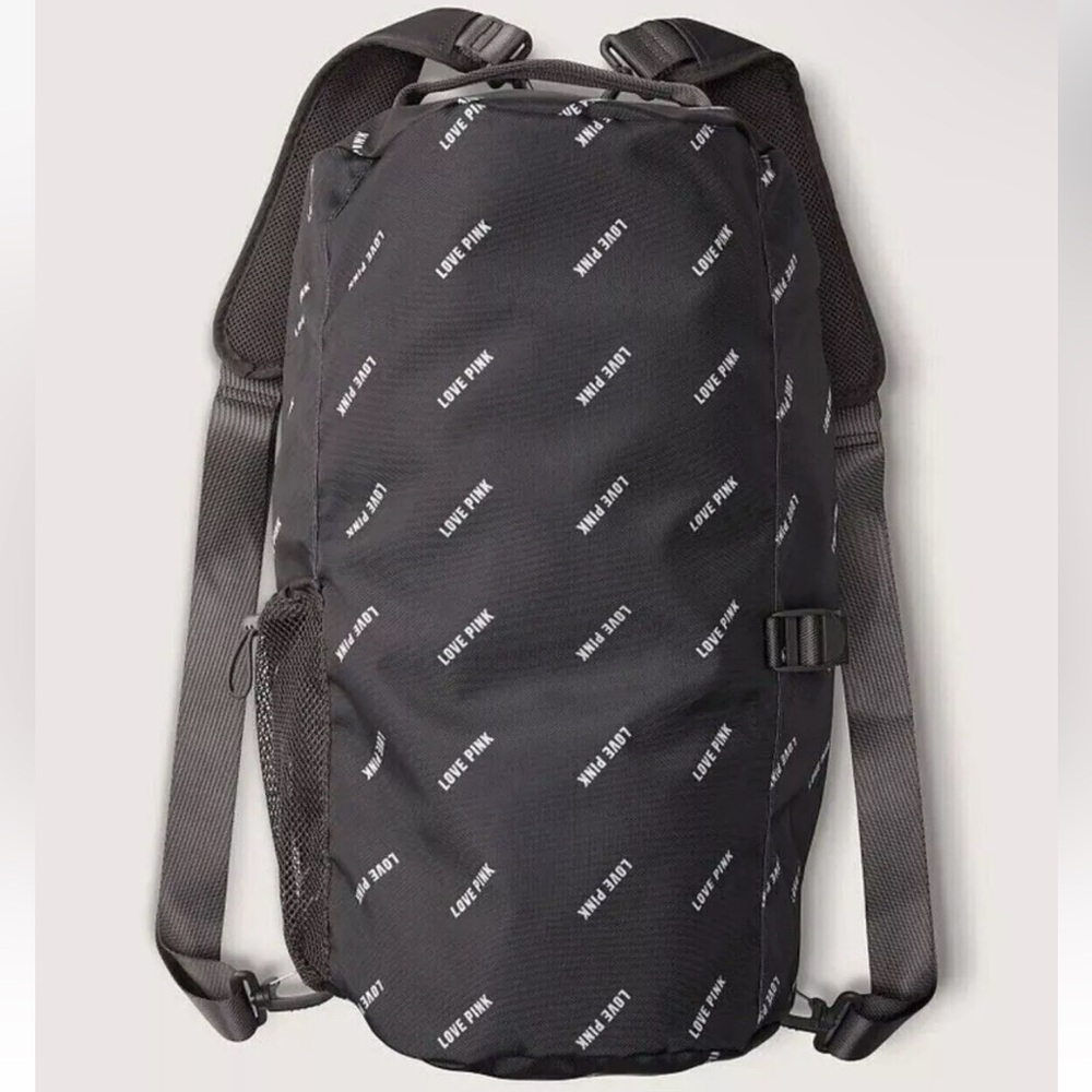Victoria's Secret Backpack Campus‎ Duffel Bag Grey Love Pink Logo Convertible - Picture 2 of 9